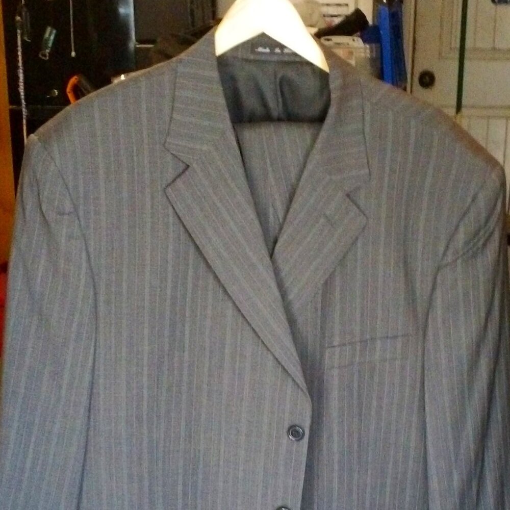Milano Men’s 50R Two Piece Gray Pin Stripe Suit